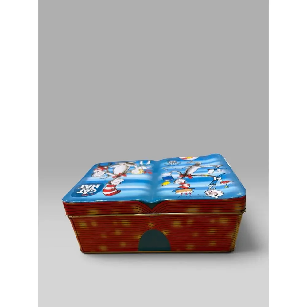 Vtg 2003 Dr Seuss Cat in the Hat Book Shape Metal Tin Container Giftco Movie